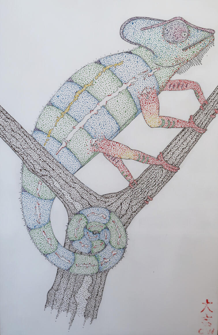 Dotwork Chameleon - A4 / 21cm x 29.7 cm - £30